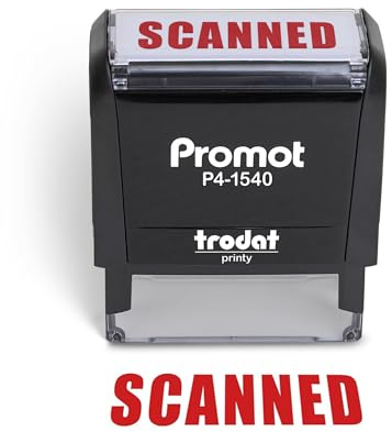 Promot Scanned Self Inking Rubber Stamp - Refillable Scanned Stamper - Business, Bookkeeping, Ordering, Accounting, Work, Office Stamps - Red Ink