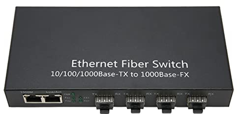 Commutateur Fibre Optique Ethernet SFP, émetteur-récepteur Fibre Optique Ethernet 1000 M, 4 Ports Optiques 2 Ports électriques, Transmission 120 Km, avec Indicateur LED, Prend en