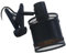 REV – Lámpara de pinza de aspecto vintage con casquillo E14 en color negro – Lámpara de lectura IP20 orientable con funda de tela pantalla – Lámpara de sujeción para marco de cama con toma de