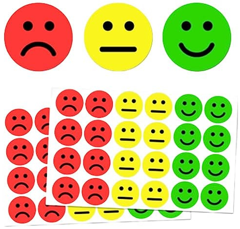 LJFEA 600 pegatinas de estado de ánimo: felices y tristes, con cara sonriente, rojo/amarillo/verde para el diario