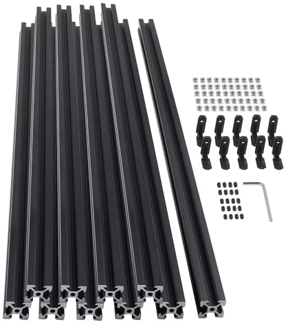 CNCMANS 10Stück 800 mm 2020 Aluminiumprofil Extrusions Aluminium profil 20X20 V Typ Europäische Norm Aluprofil 2020 V-Typ + L-Winkelsteckverbinder + T-Mutter für 3D-Drucker CNC-Maschinen DIY Frame