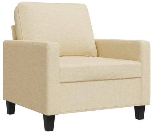 vidaXL Sessel, Sofa Relaxsessel mit gepolstertem Sitz Armlehnen, Fernsehsessel Loungesessel Metallgestell, Polstersessel Ruhesessel für Wohnzimmer, Creme Stoff