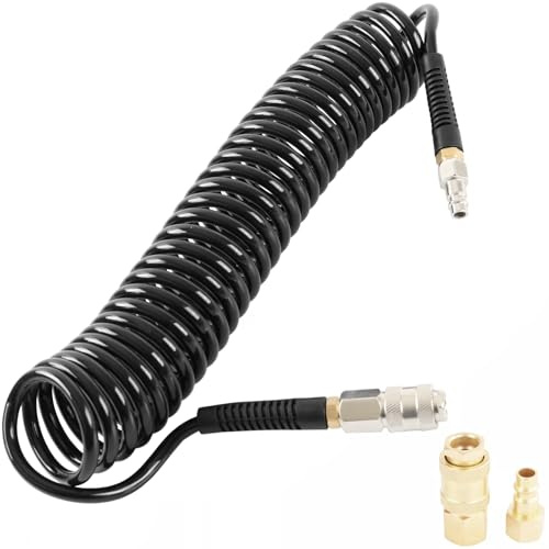TECPO Druckluftschlauch Luftschlauch PVC Schlauch Druckluft, 6 Meter mit Adapter