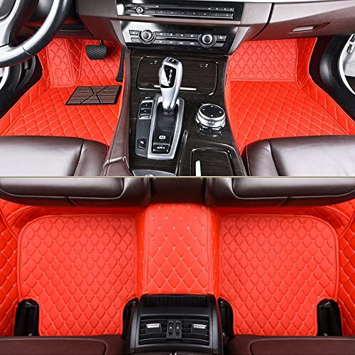 pour Nissan X-Trial (5seats) 2017-2024 Tapis de Sol de Voiture en Cuir Artificiel empêchez la Boue Le Sable la Graisse,Red-7 Seats
