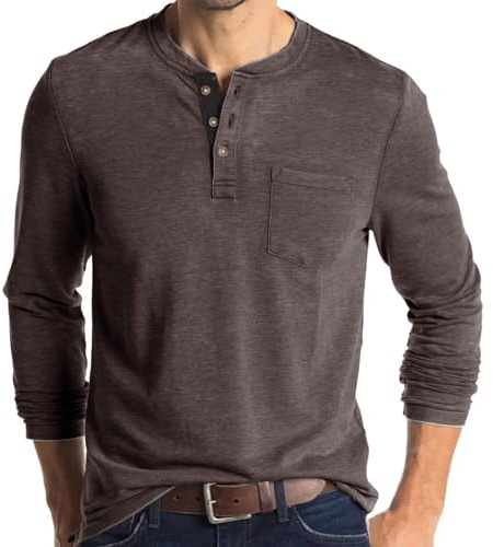 T Shirts Männer Henley Shirt Herren Langarm Poloshirt T Shirt
