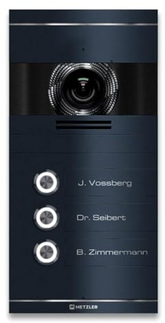 Metzler Video Türsprechanlage 3 Familienhaus | Türklingel mit Kamera FullHD | Opt. 7 Monitor | Smartphone App | Mit Anschluss für Türöffner | Anschluss: 2-Draht IP | Anthrazit | VDM10 2.0 Colson