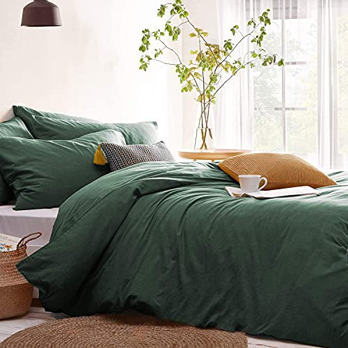 Lanqinglv Bettwäsche 140x200 Dunkelgrün aus Mikrofaser für Allergiker | ÖKO-TEX Zertifiziert,4 Jahreszeiten Set,Deckenbezug Atmungsaktiv Bettbezug und 1 Kissenbezüge 80x80 mit Reißverschluss