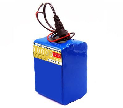 HJGHY 12V 10000mAh Lithium Battery Pack,Battery Rechargeable 10000mAh Capacity with BMS Protection Plate + 12.6V Charger for Lamp Solar Street Light Sightseeing Car Battery,270 * 70 * 19mm,12V 10Ah