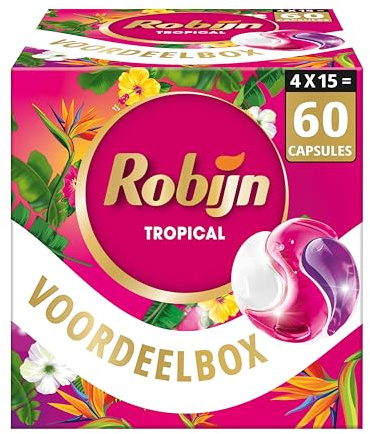 Robijn Collections Color Tropical Capsules de Lavage 3 en 1 spécialement conçues pour le linge coloré et coloré - 15 lavages - Pack économique