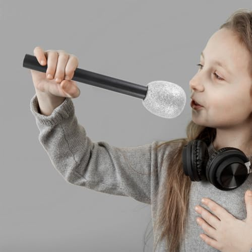 Joinpaya Glitzerndes Spielzeugmikrofon 25.5 Zoll Kinder Mikrofon-Requisite FüR Party BüHnen Cosplay Simulation Mikrofonmodell