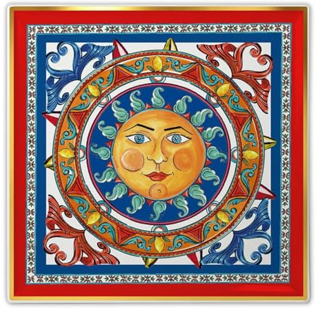 Baci Milano Vassoio Gourmet Svuotatasche Sole Mio in porcellana 11x11 cm
