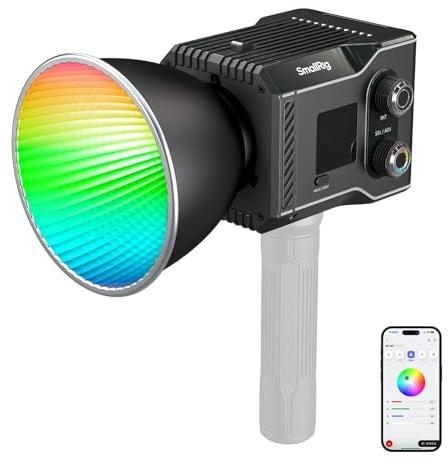 SMALLRIG RC 60C RGB LED-Videoleuchte, 2500K-10000K, PD-Schnellladung – 4808 | 12 Lichteffekte, Manuelle & App-Steuerung, für Aufnahmen Unterwegs, Lite Edition