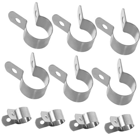 IWOWHERO 10pcs Metal Pipe Clamp u Brackets Stainless Steel Wire Clamp Hose Clip for Outdoor Use