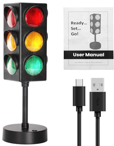 Aekops 11 Inch Traffic Light Lamp with Base for Room Decoration, Stop Light Lamp with Color Changing and Blinking Modes, Traffic Light Desk Lamp for Bedroom, Classroom,Party Decorations, 1 Pack