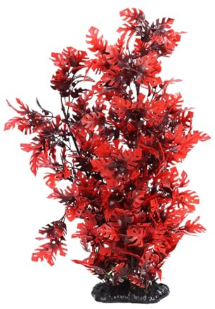 BESPORTBLE 40 cm piante artificiali per acquario: piante da acquario rosse in plastica – decorazione grande acqua artificiale – ornamento