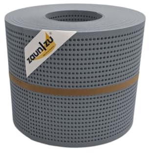 zaun|zu® Premium Sichtschutzstreifen GELOCHT | genarbte Oberfläche | 30% Lochmuster | PP für Doppelstabmatten | Sichtschutz Rolle | Polypropylen | Zaunblende | Made in Germany Fenstergrau 26m