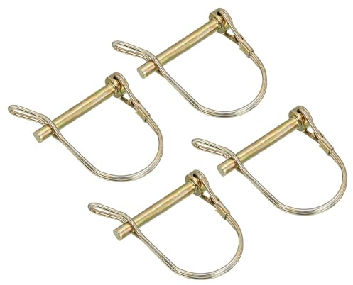 QUARKZMAN 4 Stück Rohrklappsplinte 6x45mm Splinte Rohre Wellensicherungsstift mit Ohr, 1/4 x 1-3/4 Anhängerkupplungsstift, Runder Pto-Stift für Boot Kajakanhänger Traktor Wagen, Gold