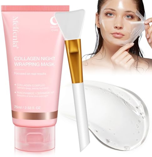 Collagen Night Wrapping Mask,Maschera Collagene Viso,Cura Idratante Profonda - Pelle Luminosa,Maschera al Collagene Viso Coreana 75ML