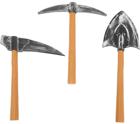 PHENOFICE 3 Stück Zwerg Kostüm Set Mit Spitzhacke Sichelsymbol Schaufel Requisiten Für Halloween Karneval Bühnenauftritte Party Zubehör