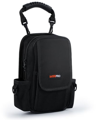 WISEPRO Electrician Tool Pouch, 600D Heavy-Duty Tool Belt Pouch with PVC Handle | Anti-Slip Leather Bottom | Tool Bag for DIY Technician Carpenters
