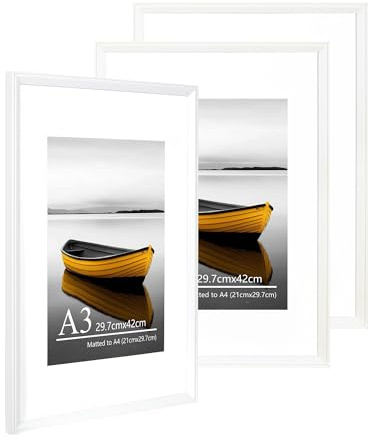 Baoee A3 Weiß Bilderrahmen,3er Set,29.7x42cm Rahmen,Posterrahmen