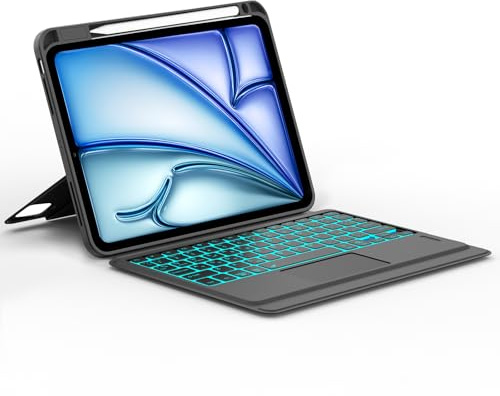 FOGARI Teclado con Touchpad para iPad Air 11 (M2/M3/M4) 2024/2025/2026 | Funda con Español Ñ Teclado Magnético Bluetooth con Trackpad para iPad Air 11 M2/M3 2024/2025, Negro
