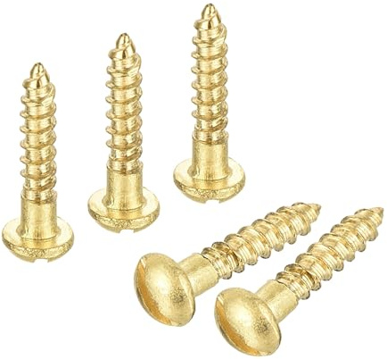 QUARKZMAN Vis à Bois M2 X 10mm à Tête Ronde Fendue en Laiton Auto-Taraudeuses 30 Pcs