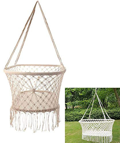 Makramee-Hängebett für Säuglinge, Beige, Baumwolle, gewebtes Seil, Schaukelsitz mit Zubehör, Kinderzimmer-Dekoration für Mädchen