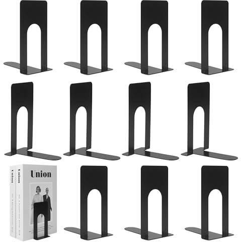 6 Paires Serre Livre,Serre Livres en Métal, Mini Serre Livres,Adaptés aux Bureaux, écoles, Maisons et Bibliothèques (12 Pièces/Noir)