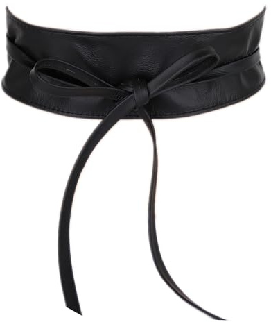 MIRROSI Taillengürtel Wickelgürtel aus Echtleder, Schleife mit breitem Bund (mit breitem Bund zum Wickeln (7cm Breit, 265cm lang) OBi Gürtel, Bindegürtel, Schnürgürtel, Wickelgürt