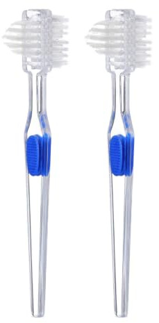 BESTYASH Reinigungsbürste für Zahnersatz, 2 Stück mit Nylonborsten | Doppelseitige Prothesenbürste zur Belagentfernung mit ergonomischem Griff für tägliche Pflege von Prothesen und Implantaten