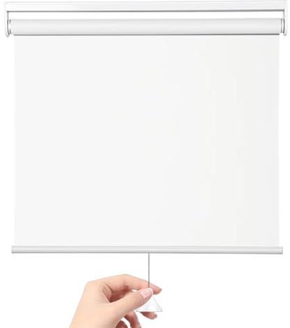 tow000ack Cordless Blackout Roller Blinds for Indoor Windows,Spring Roller Shades,Thermal Insulated Fabric Blinds, UV Protection for Home and Bedroom,White, Custom,Width x Height (60cm x 80cm)