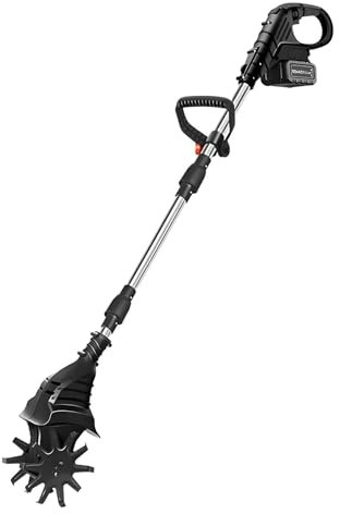 Cultivador EléCtrico De 21V,270 Rpm, Con 2 O 4 Cuchillas De Acero, 20Cm De Ancho Y 25Cm De Profundidad, Recargable, PortáTil, Para JardineríA Y Cultivo De Suelo,Black-DualBlades-1battery