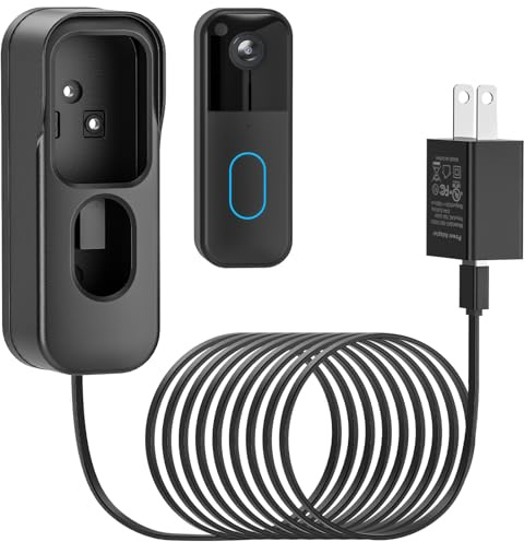 2in1 Charging Cable with Adapter & No Drill Adhesive Doorbell Mount for Blink Video Doorbell (2nd Gen)-2025 Release, Doorbell Transformer with 16.4ft Weatherproof Power Cord for Blink Doorbell Camera