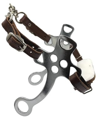 Equine Smile ES0208 METALAB SuperBit morso in pelle cromato Hackamore con cinturino in pelle in acciaio inox di alta qualità (pony)
