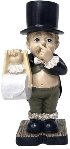 Simpatico porta carta igienica, arredamento per il bagno, figure in resina del maggiordomo della toilette 6x3 ragazzo che tiene il naso divertente decorazione per la casa sculture moderne casa per, s