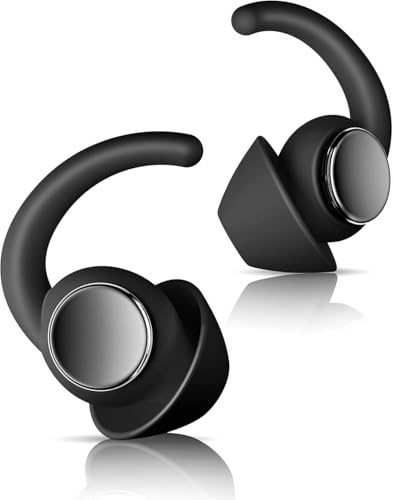 LIMEHO Ear Plugs for Sleeping Noise Cancelling, Reusable Earplugs for Sleep, Concerts, Travel, Work, Study&Focus, SNR 30dB Silicone Earplugs 2 Pairs (Black-Silver