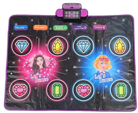 Oreilet Kids Dance Mat, Double Player Mode Interactive Light Up Electronic Dance Pad for Kids 3 4 5 6 7 8, Musical Dancing Step Pad för Pojkar Flickor, Pusselspel, Kroppsträning