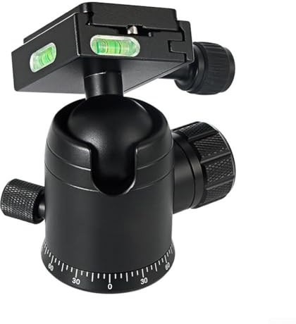 K36 Rotule panoramique rotative 36 mm avec plaque de dégagement rapide 6,35 mm pour appareils photo, caméscopes, téléphones, projecteurs – Compatible avec trépieds 3/8, monopodes