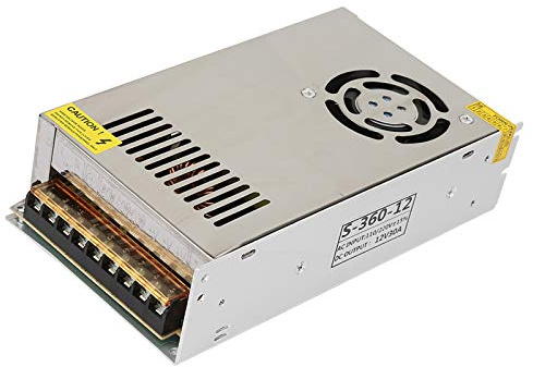 KUIDAMOS Fuente de Alimentación Conmutada LED Resistencia a la Oxidación y Resistencia a la Corrosión para Equipos Industriales DC 12V 30A, 2 Métodos de Enfriamiento, para Luces de Pantalla LED,