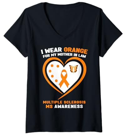 Mujer Me Pongo Naranja para la Suegra Concientización sobre la Esclerosis múltiple Camiseta Cuello V