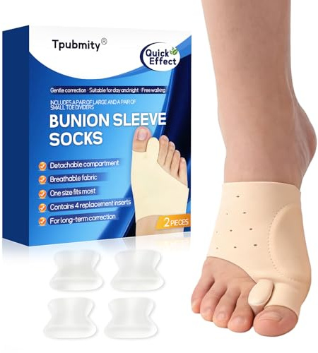 Hallux Valgus Korrektur, Hallux Valgus Socken, Großer Zeh Bandage Korrektur mit Herausnehmbarer Abscheider Zehenspreizer, Ideal Beim Sport, für Männer und Frauen,Tag und Nacht, Hautfarbe, M(37-43)