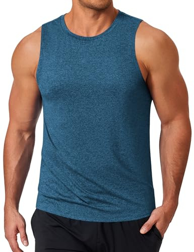 COOFANDY Canotta Uomo Leggera Maglia Sportiva Fitness Asciugatura Rapida Canotta Palestra Muscolare Estiva Maglia Funzionale Grigio Blu L
