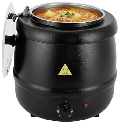 Elektrischer Suppenkessel 10L, Suppenwärmer & Thekenkessel, Suppentopf mit Klappdeckel und herausnehmbarem Edelstahl-Innenraum bis 80°C, für Partys, Restaurants und Cafeterias