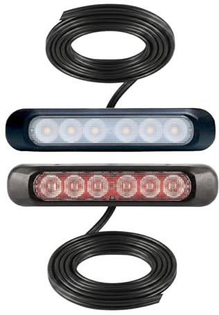 MelTruck Universal LED Leuchten Set 12V/24V für Anhänger, LKW & PKW - Kompakte Rückleuchten, Frontleuchten, Blinker, Bremslicht, Rückfahrscheinwerfer - E9-Zulassung (1x Rückfahr- + 1x Nebelleuchte)
