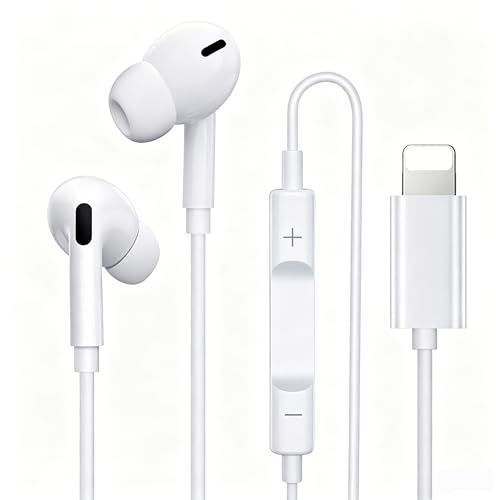 iPhone Earphones Wired, In Ear Headphones [MFi Certified] Lightning Headphones Compatible with iPhone 14/14 Pro/14 Plus/13/12/11/XR/XS/X/8/7/SE HiFi Stereo Earbuds with Microphone and Volume Control