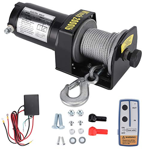 Chrees Verricello elettrico fuoristrada, 12 V, capacità di carico di 900 kg, con telecomando, ad alta efficienza, per ATV, UTV, auto, camion, barca