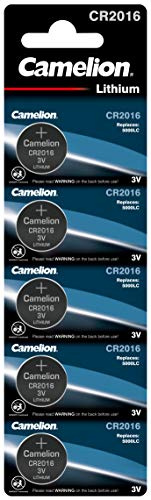 Camelion 13005016 - Lithium Knopfzellen-Batterie CR2016 mit 3 Volt, 5er Set, Kapazität 75 mAh, für verschiedenste Geräte- und Verbraucheranforderungen