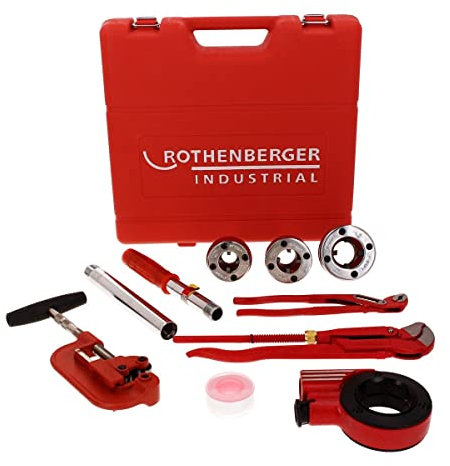 ROTHENBERGER Industrial Sanikit - Sanitär 11teiliger Werkzeugkoffer inkl. Zangen, Stahlrohrabschneider, 070673E