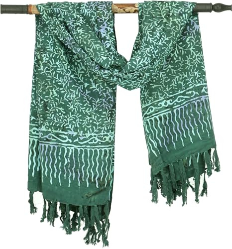 GURU SHOP Bali batik sarong, vägghängning, omlottkjol, sarongklänning, strandduk, män/kvinnor, grön, syntetisk, storlek: en storlek, Design 12/grön, En Storlek